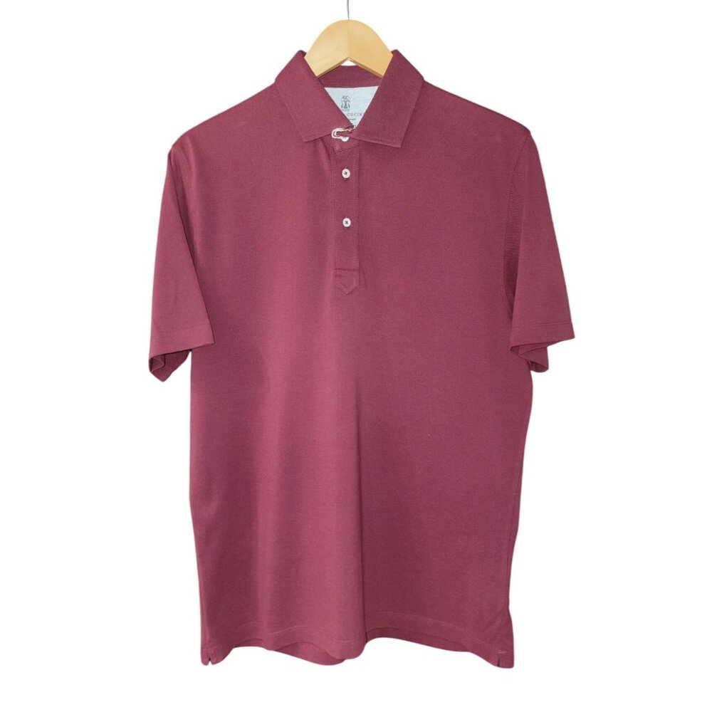 Brunello Cucinelli Burgundy Polo EU 48 NWT 100% Cotton